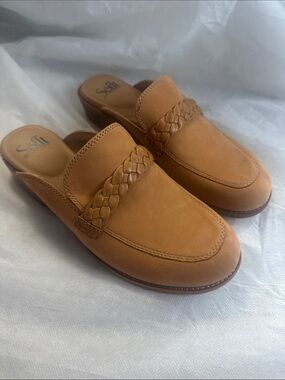 Sofft Tan Leather Braided Slip-On Loafer